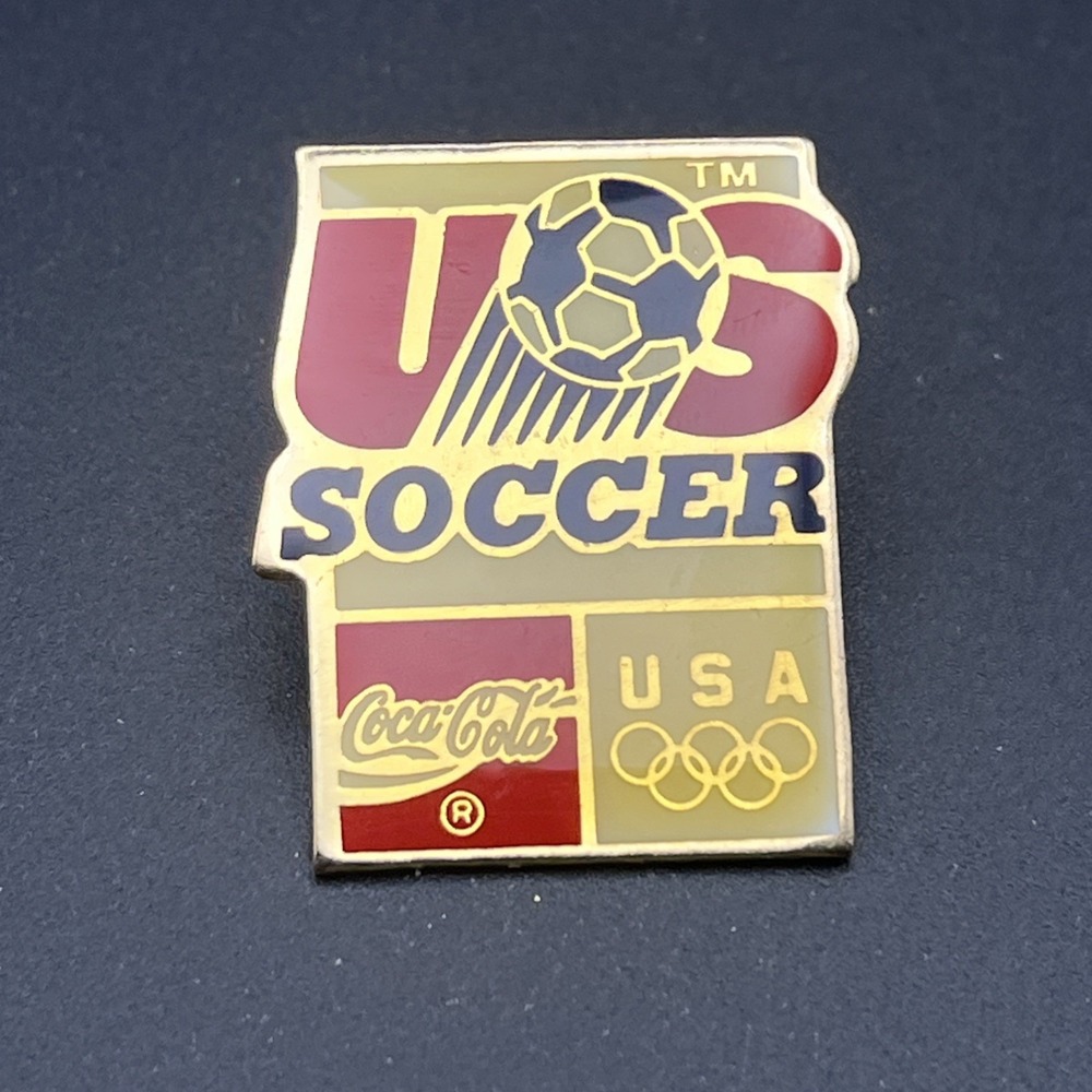 Vintage Coca-Cola Coke Olympics Team USA Soccer Event Lapel Hat Pin